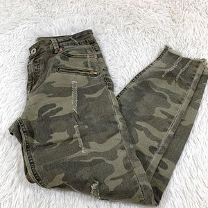 DANCE & MARVEL DISTRESSED CAMO JEANS